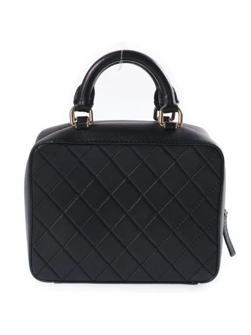 Chanel Quilted Vanity Case 2-Way Shoulder Bag Black Calfskin Gold